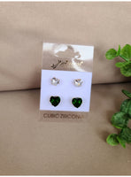 Cubic Zirconia Hearts Earring Set