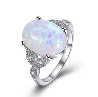 Oval White Fire Opal Ring