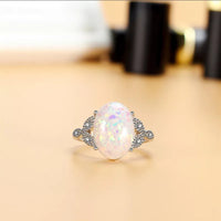 Oval White Fire Opal Ring