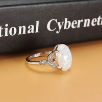 Oval White Fire Opal Ring