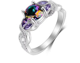 Rainbow Crystal Silver Ring