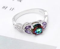 Rainbow Crystal Silver Ring