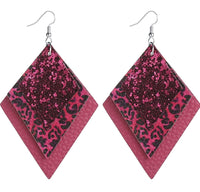 Leather Animal Print & Sparkle Earrings