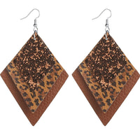 Leather Animal Print & Sparkle Earrings