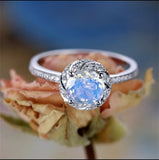 Round Blue Imitation Opal Silver Ring