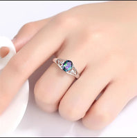 Oval Rainbow Stone Silver Ring