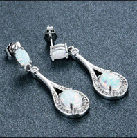 White Opal Simulated Drop Earrings