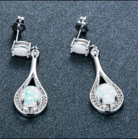 White Opal Simulated Drop Earrings