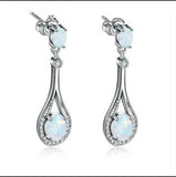 White Opal Simulated Drop Earrings