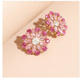 Pink Flower Diamond Earrings