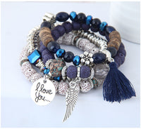 Boho Tassel Wing Bracelet Sets