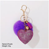 Bling Heart & Fur Ball Keychain