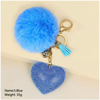 Bling Heart & Fur Ball Keychain