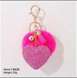 Bling Heart & Fur Ball Keychain