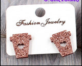 Glitter Coffee Cup Earrings