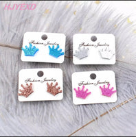 Glitter Crown Earrings