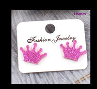 Glitter Crown Earrings