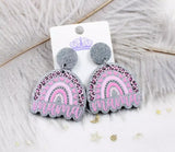 Mama Rainbow Glitter Earrings