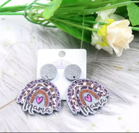 Mama Rainbow Glitter Earrings