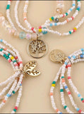 3 PC Leaf Charm Layer Beaded Braceley Set