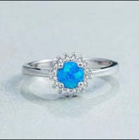 Blue Simulated Opal Ring