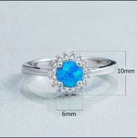 Blue Simulated Opal Ring