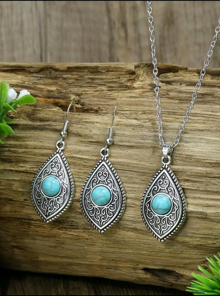 3 pc Turquiose Necklace Set