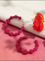 Big Pink Beaded Hoops