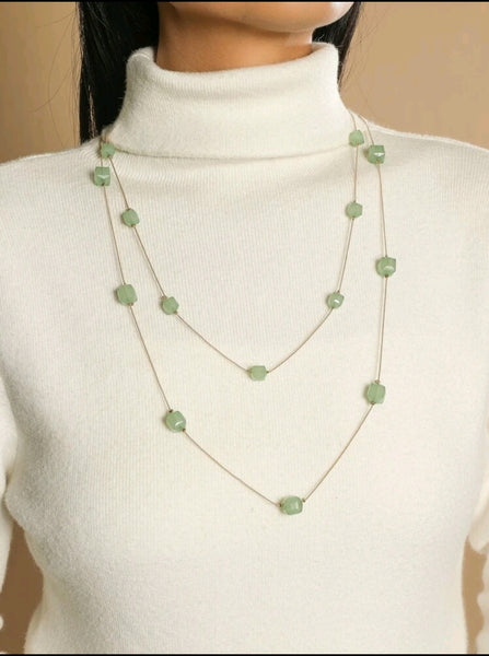 Green Acrylic Layered Necklace