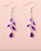 Purple Leaf Drop Earrings