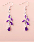 Purple Leaf Drop Earrings