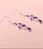 Purple Leaf Drop Earrings