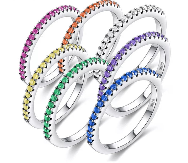 Color Gem Band Rings