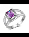 S925 Purple Square Stone Ring