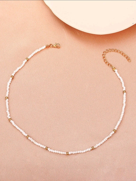 White Beaded Necklace