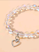 Clear Iridescent Heart Charm Bracelet