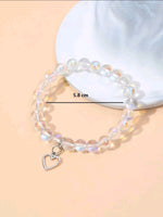 Clear Iridescent Heart Charm Bracelet