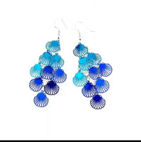 Blue Mix Shell Dangly Earrings