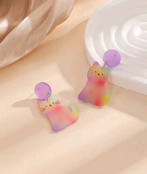 Ombre Color Cat Earrings