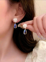 White Flower Water Drop Earrings