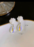 White Flower Water Drop Earrings