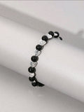 Black Bead Heart Bracelet