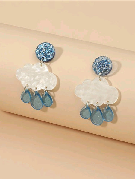 Acrylic Rain Cloud Earrings