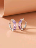 Pink&Purple Stones Small Cuff Hoops