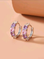 Pink&Purple Stones Small Cuff Hoops