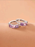 Pink&Purple Stones Small Cuff Hoops