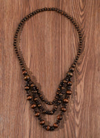 Long Wood Bead Necklace