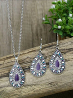 Purple Water Drop Necklace Set