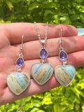 Heart & Purple Drop Necklace Set