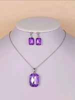 Faux Purple Stone Necklace Set